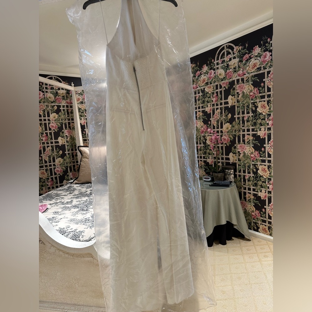 Alice + Olivia Robin Mixed-Media Halterneck Jumpsuit - Picture 10 of 11